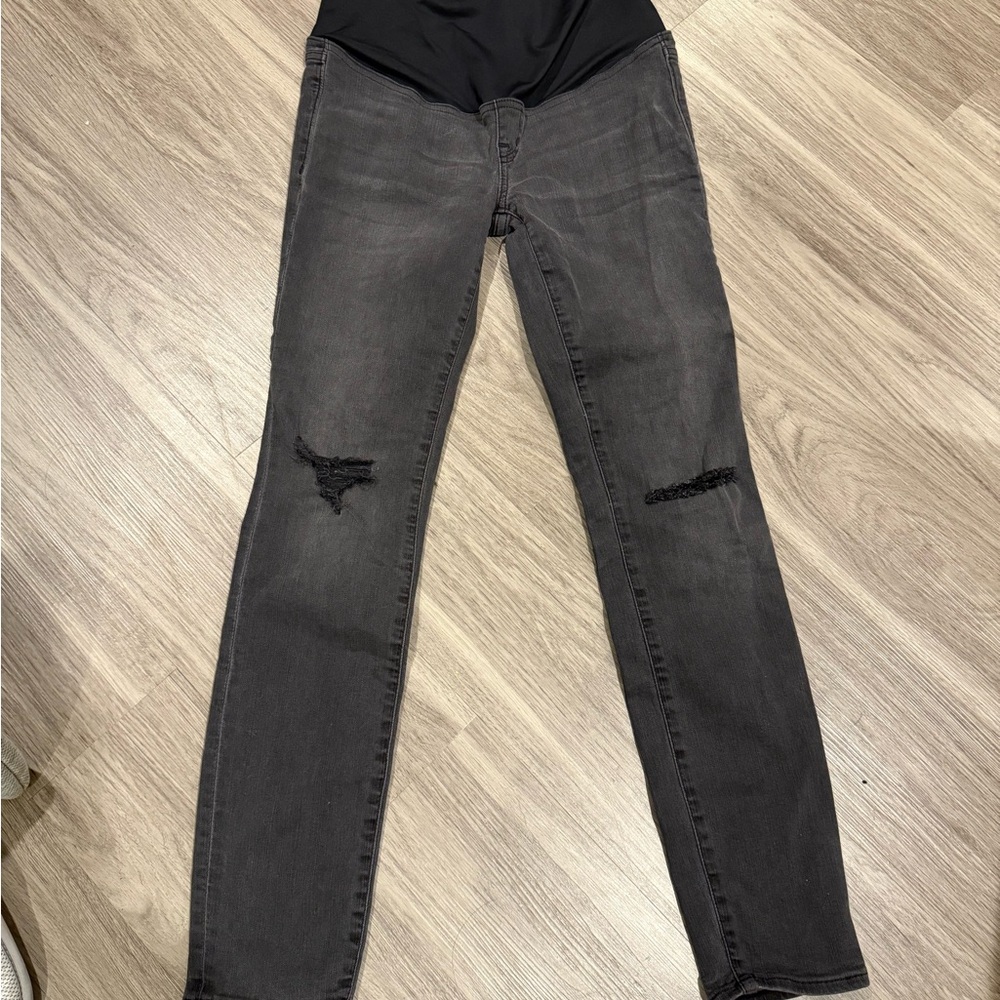 Madewell maternity over-the-belly skinny jeans in Black Sea